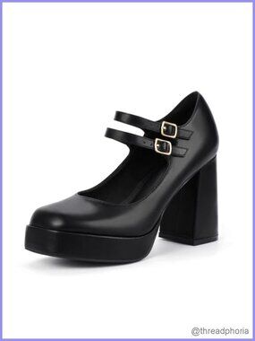 Mary Jane Platform Chunky High Heels Closed Toe Dress Pumps